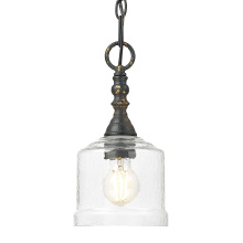 Golden 0806-M1L ABI-HWG - Golden Lighting Keating 1-light Pendant in Antique Black Iron and Hammered Water Glass